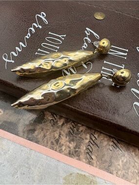 Vintage Gold Sculptural Statement Earrings Bold Modernist Glam